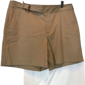 Women's RALPH LAUREN Neural Tan Shorts with Classic side belt sz 16